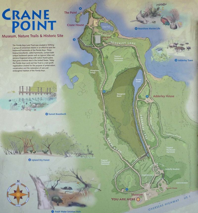 The Crane Point trail map